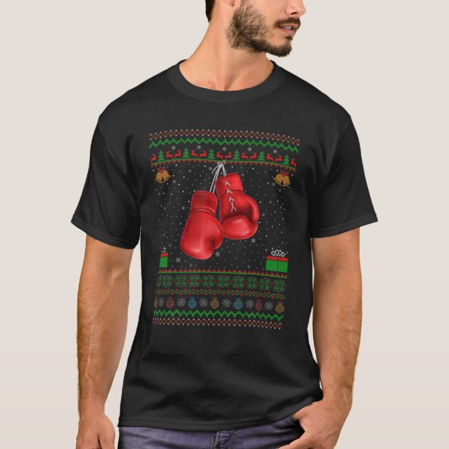 Boxing Sports Lover Xmas Ugly Boxing Christmas T-Shirt (Front)