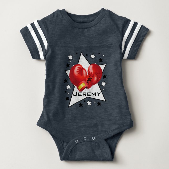Boxing Star Design Baby One-Piece Bodysuit (Front)