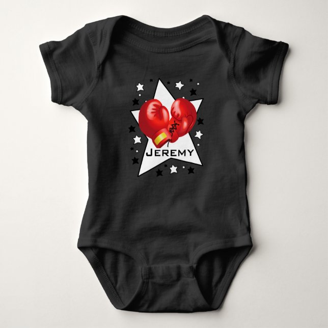 Boxing Star Design Baby One-Piece Bodysuit (Front)