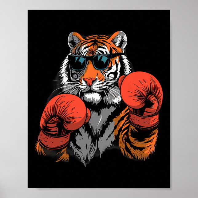 Boxing Tiger Lover Boxing Gloves Kickboxing Funny  Poster (Front)