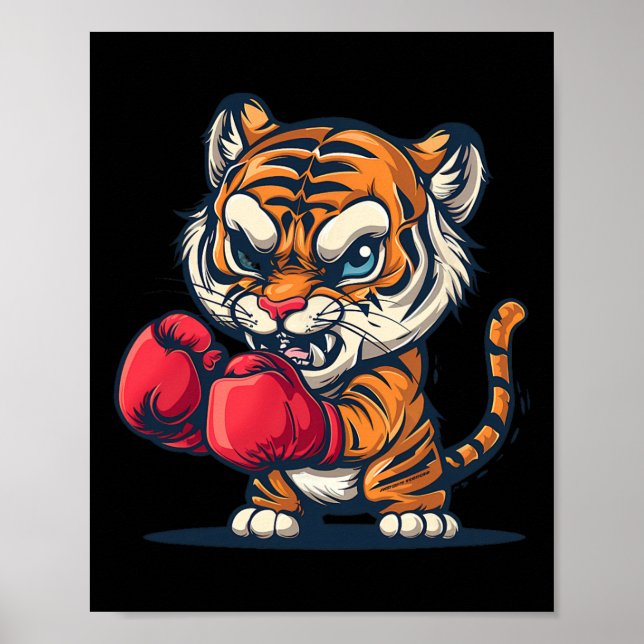 Boxing Tiger With Boxing Gloves Kickboxing Funny B Poster (Front)