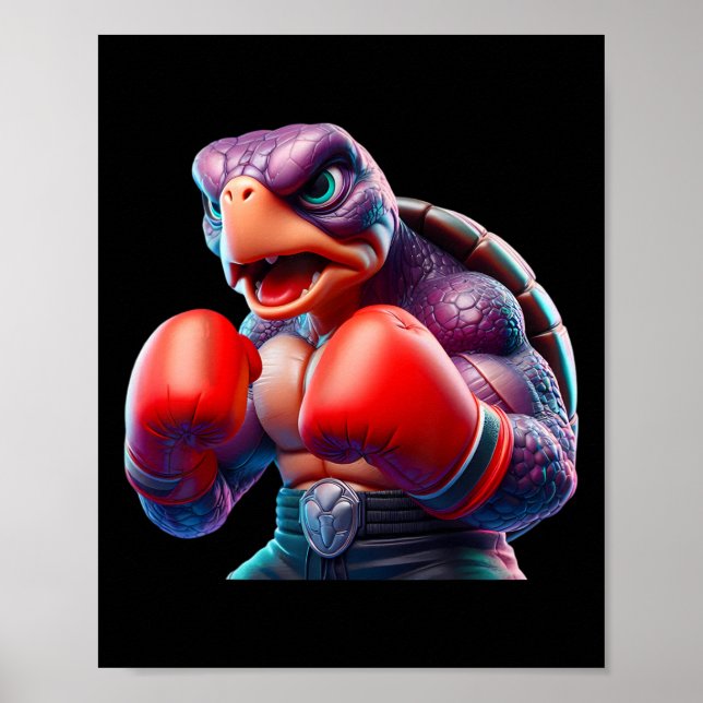 Boxing Tortoise Turtle Boxer Kickboxer Mma Fighter Poster (Front)