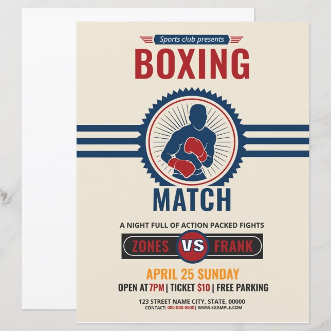 Boxing Tournament Flyer Template (Front/Back)