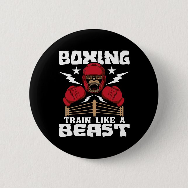 Boxing Train Like A Beast - Kickboxing Kickboxer G Button (Front)
