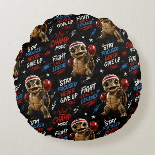 Boxing turtle champion motivational pattern pillow