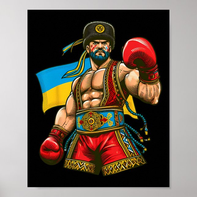 Boxing Ukrainian Boxer Ukraine Flag  Poster (Front)