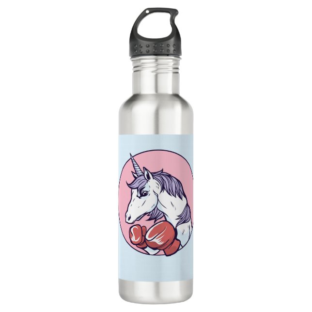 Boxing Unicorn Stainless Steel Water Bottle (Front)