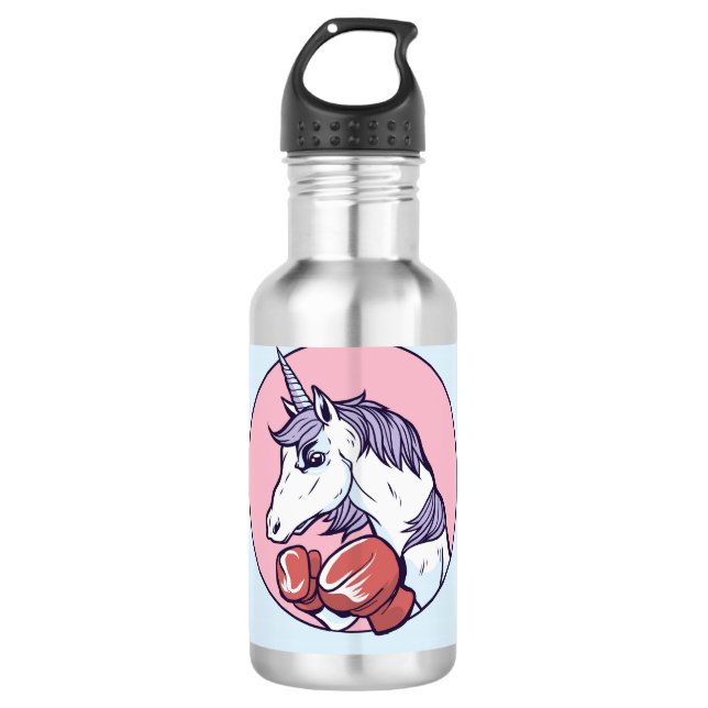 Boxing Unicorn Stainless Steel Water Bottle (Front)