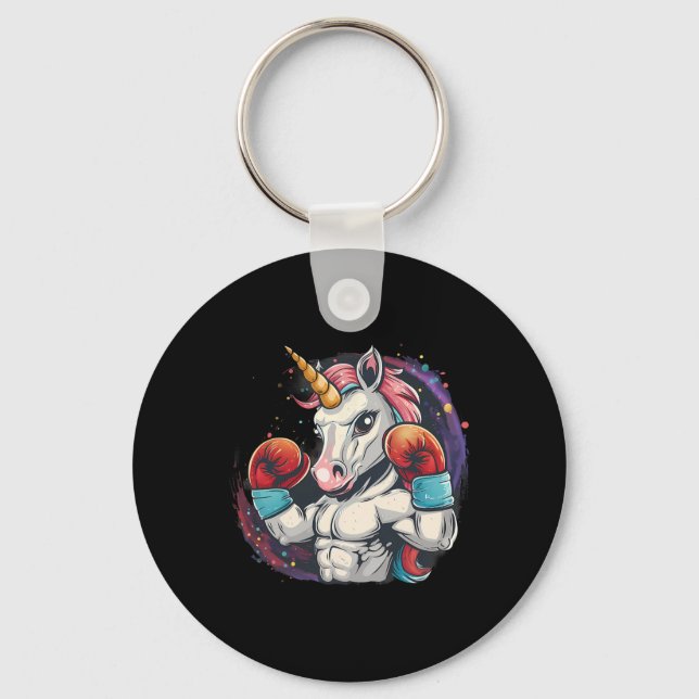 Boxing Unicorn With Boxing Gloves Kickboxing Funny Keychain (Front)