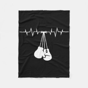 Boxing White Gloves Hanged On Boxing Heart Rate Fu Fleece Blanket