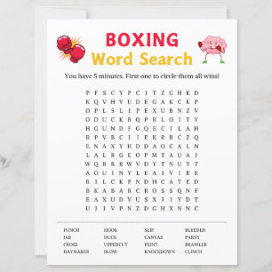 Boxing Word Search Game