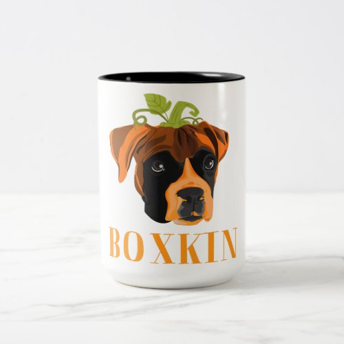 Boxkin Boxer Pumpkin Halloween Pet Lover Gift Two_Tone Coffee Mug