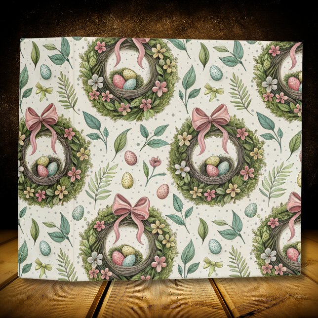 Boxwood Easter Wreath Pink Bow with Egg 3 Ring Binder (Creator Uploaded)