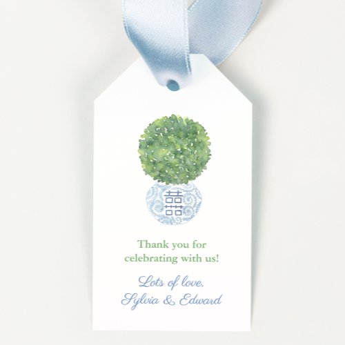 Boxwood Greek Key Green Blue White Wedding Shower Gift Tags