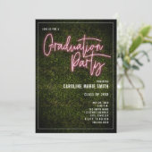 Boxwood Pink Neon Sign Graduation Party Invitation (Standing Front)