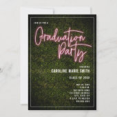 Boxwood Pink Neon Sign Graduation Party Invitation (Front)