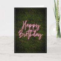 Boxwood Pink Neon Sign Happy Birthday