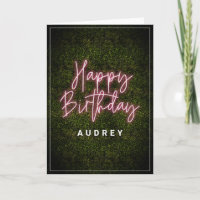 Boxwood Pink Neon Sign Happy Birthday