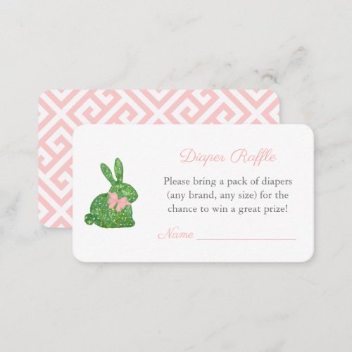 Boxwood Rabbit Girl Baby Shower Diaper Raffle Enclosure Card