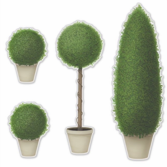 Boxwood Topiary Collection Charming Garden Sticker (Front)