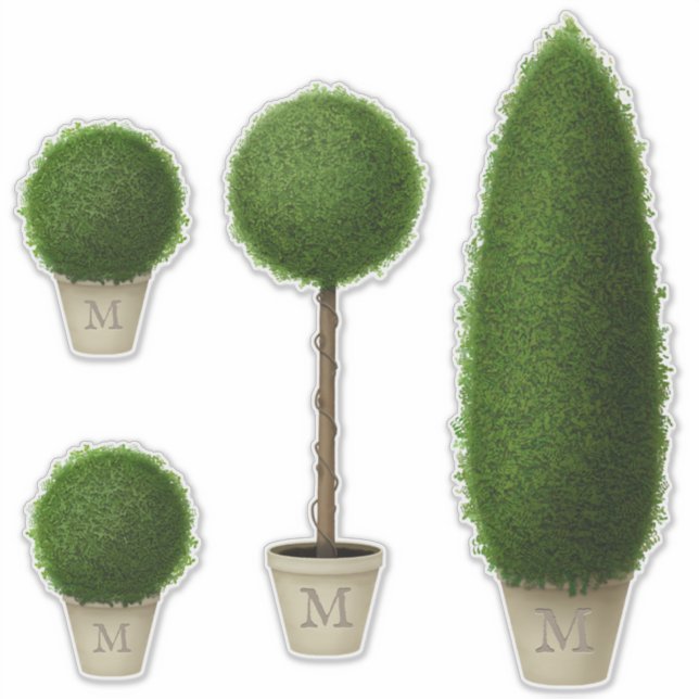 Boxwood Topiary Collection Monogrammed or Spelling Sticker (Front)