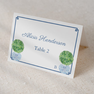 Boxwood Topiary Ginger Jar Wedding Place Card