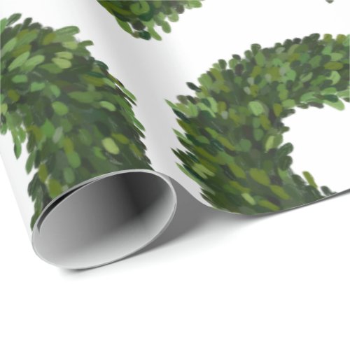 Boxwood Wreath Christmas Holiday Wrapping Paper