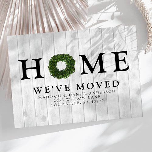 Boxwood Wreath Rustic Home Moving Announcement