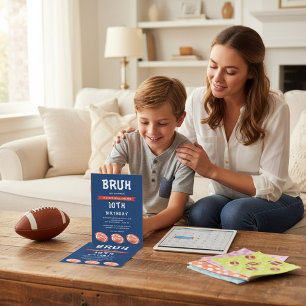 Boy 10Th Birthday Invitation, modern slang bruh Invitation