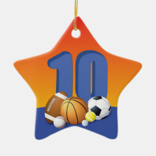 Boy 10th Birthday Sports Balls Ceramic Ornament