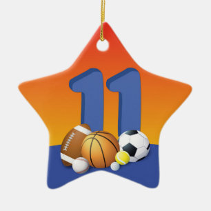 Boy 11th Birthday Sports Balls Ceramic Ornament