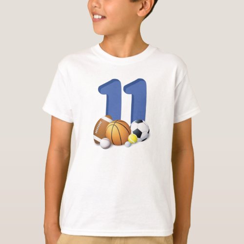 Boy 11th Birthday Sports Balls T_Shirt
