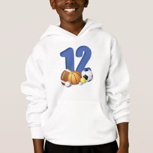 Boy 12th Birthday Sports Balls Hoodie