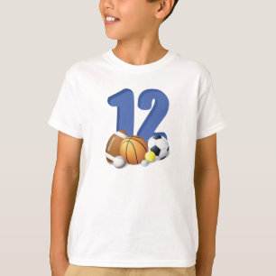 Boy 12th Birthday Sports Balls T-Shirt