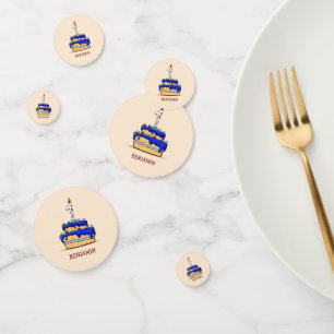 Boy 1st Birthday, 1 on Sweet Blue Cake Confetti