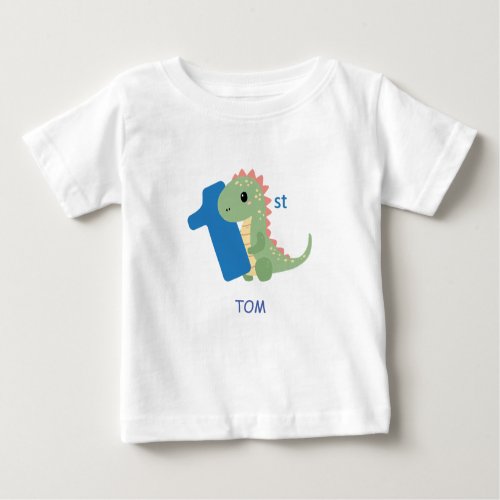 Boy 1st Birthday Blue Dinosaur Baby T_Shirt
