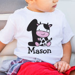 Boy 1st Birthday Cow Number 1 T-shirt at Zazzle