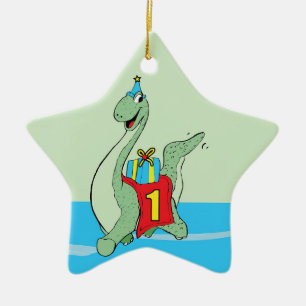 Boy, 1st Birthday Dinosaur Ceramic Ornament