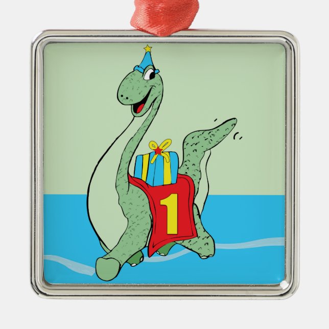 Boy, 1st Birthday Dinosaur Metal Ornament (Front)