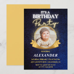 Boy 1st birthday invitations  Elegant Chic Photo