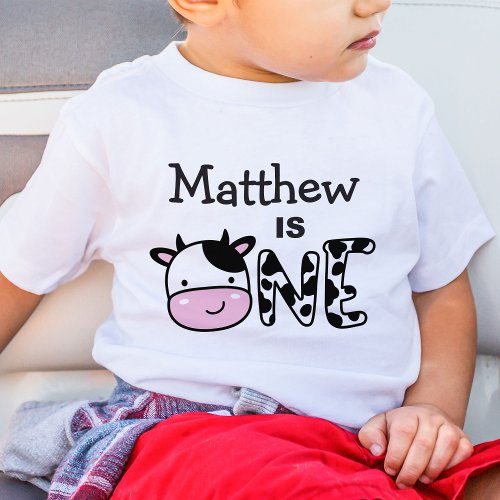 Boy 1st Birthday Number One Cow T_Shirt
