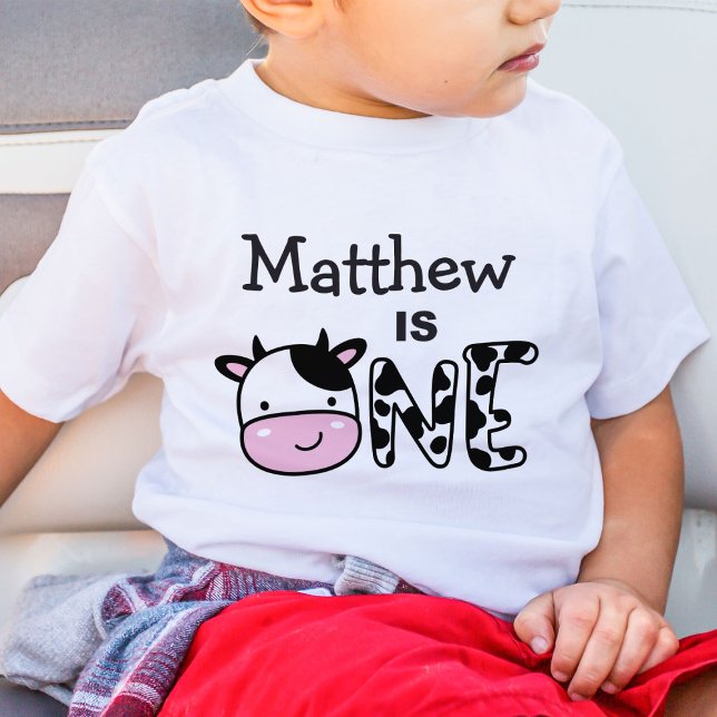 Boy 1st Birthday Number One Cow T-Shirt (Creator Uploaded)