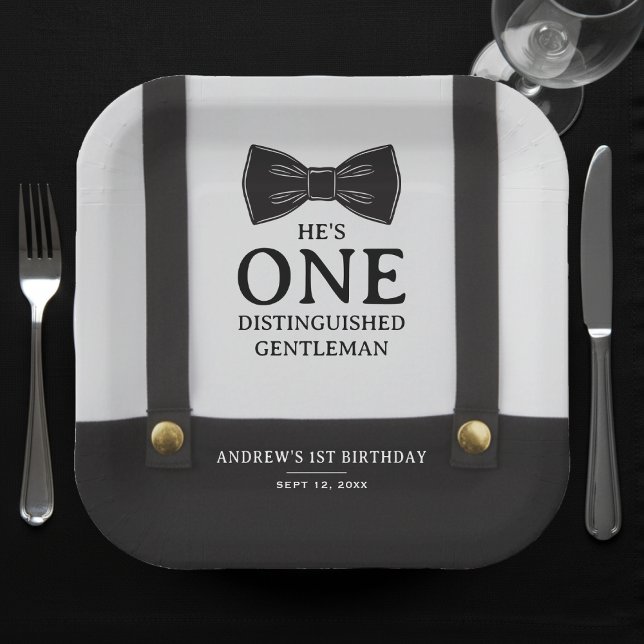 Boy 1st Birthday One Distinguished Gentleman Paper Plates (Creator Uploaded)
