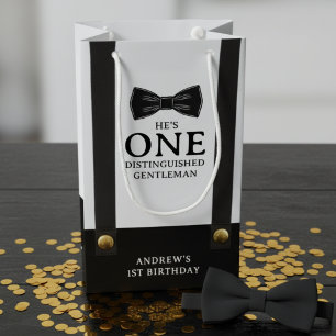 Boy 1st Birthday One Distinguished Gentleman Small Gift Bag