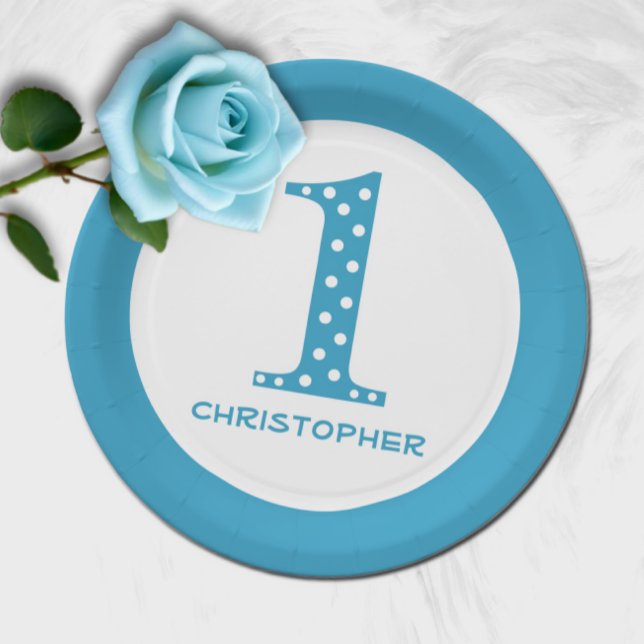 Boy 1st Birthday Paper Plates (Creator Uploaded)