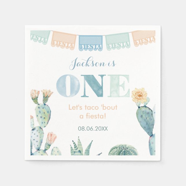 Boy 1st Birthday Party Let's Taco Bout A Fiesta Napkins (Front)