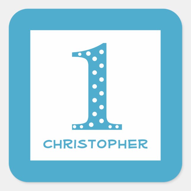 Boy 1st Birthday Square Sticker (Front)