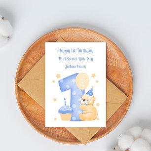 Boy 1st Birthday Teddy Bear Birthday Card