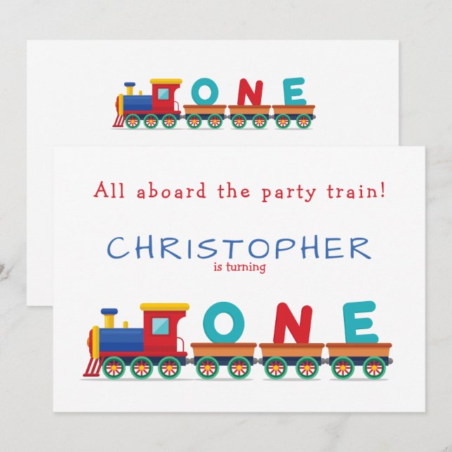 Boy 1st Birthday Train Chugga Chugga Choo Choo (Front/Back)