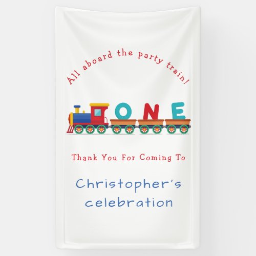 Boy 1st Birthday Train Chugga Chugga Choo Choo Banner